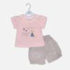 Baby Girls Pink Lace T-Shirt and Heart Shorts Set from Mini & Me