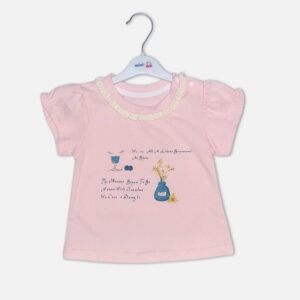 Baby Girls Pink Lace T-Shirt and Heart Shorts Set from Mini & Me