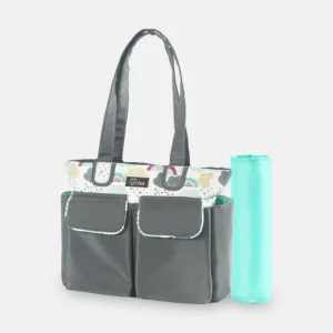COMPACT DIAPER BAG WITH CHANGING PAD – GREY