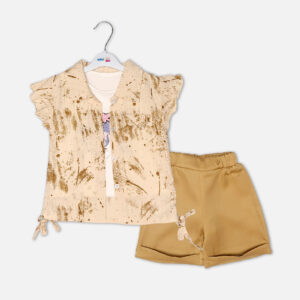 Girls Beige Gold-Flecked Kuromi 3 pcs Suit