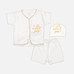 "I Love You Mom" 3-Piece Newborn Suit Set – (0 to 3 Months)