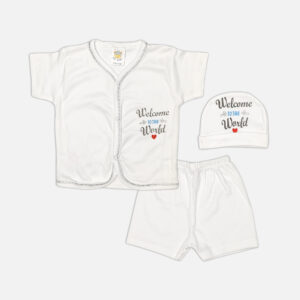 Cute Baby Suit "Welcome to the World" 3 Piece Newborn Suit Set (0-3)