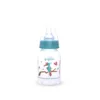 Pigeon Compact Colorful Flexible Feeder bottle for 0+ months featuring a colorful hornbill bird print and a teal collar cap.