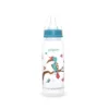 Pigeon Flexible standard neck PP RP feeder bottle 240ml featuring a colorful Hornbill bird illustration with a blue collar cap.