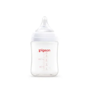 Pigeon SofTouch BPP wide neck nursing bottle 160ml featuring a compact design with clear measurement lines and a white cap.
