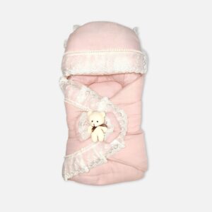 Premium Pink Luxury Baby Carry Nest with Teddy Bear