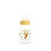 Pigeon Compact Flexible baby bottle for 0+ months featuring a cute deer and falling autumn leaves illustration with an orange collar cap.