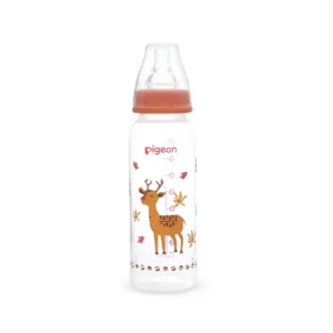 Pigeon Flexible standard neck PP RP feeder bottle 240ml featuring a colorful swimming sea turtle illustration with a teal collar cap.