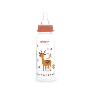 Pigeon Flexible standard neck PP RP feeder bottle 240ml featuring a colorful swimming sea turtle illustration with a teal collar cap.